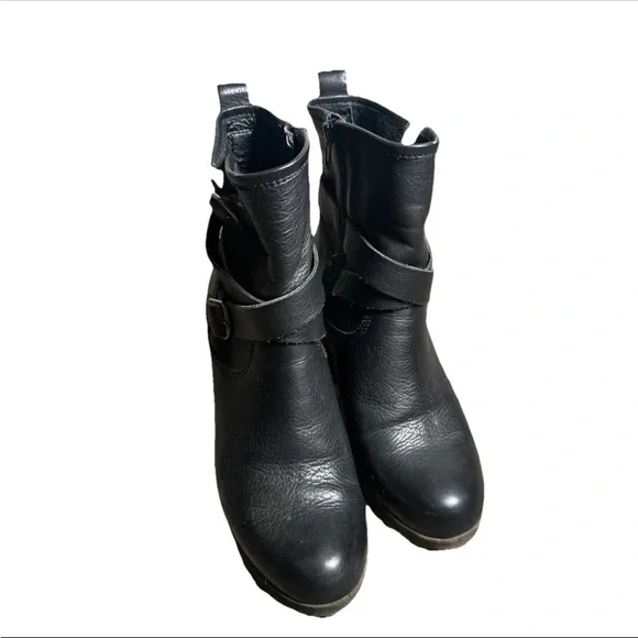 Lucky Brand Womens Western Orenzo Motorcycle Boots Black Leather Mid Calf Zip 7 - Picture 3 of 14